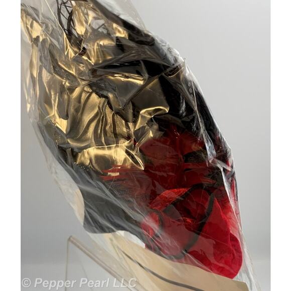 Vampire Mask on a Stick Set of 4 Masquerade Eye Half Feather Rose Ruffle Silver - Picture 10 of 10